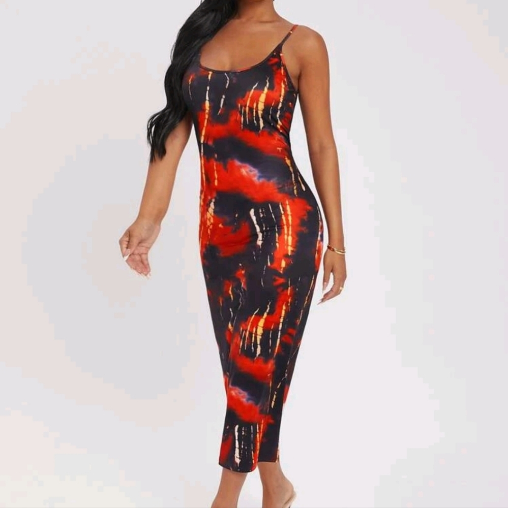 Multi Colored Sleeveless Midi Bodycon Dress NWT